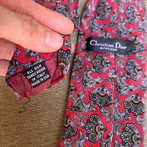 Christian Dior Monsieur Silk Tie | Red Floral Paisley | Made in USA